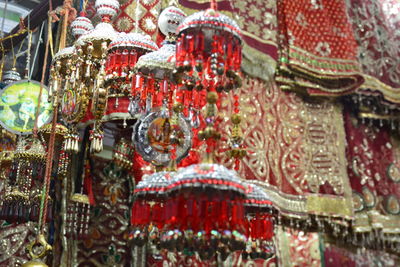 Close-up of christmas decorations for sale in market