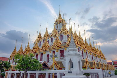 Low angle view of temple building against sky