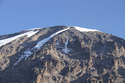 Low angle view of mountain against clear sky