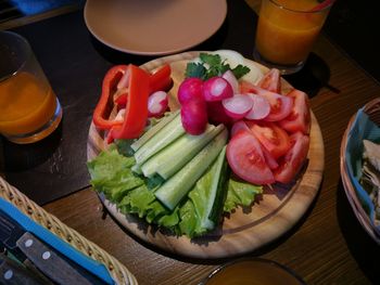 Close-up of vegetables in plate on table