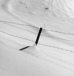 High angle view of snow covered land