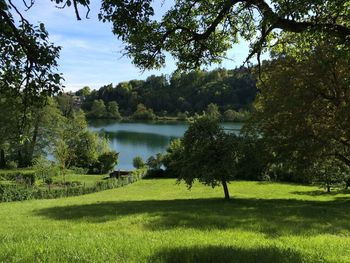 Scenic view of lake against sky