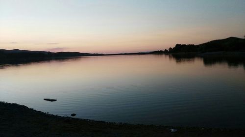 Scenic view of calm lake at sunset