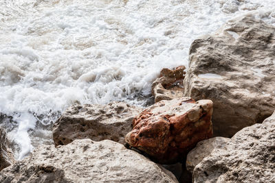 Close-up of rocks on beach