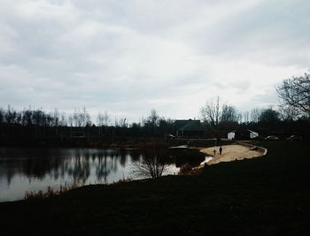 Scenic view of lake against sky