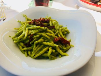 High angle view of meal served in plate