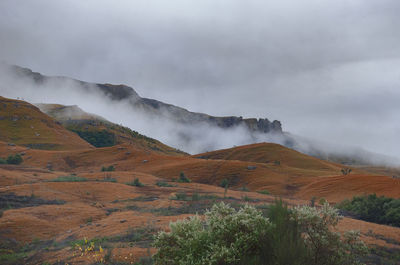 The magnificent landscape of the drakensberg mountains in kwazulu natal, south africa