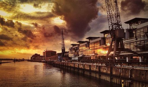 View of city at sunset