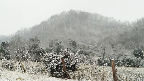 Scenic view of landscape against sky during winter