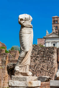 Ancient ruins of the house of the vestal virgins at the roman forum in rome