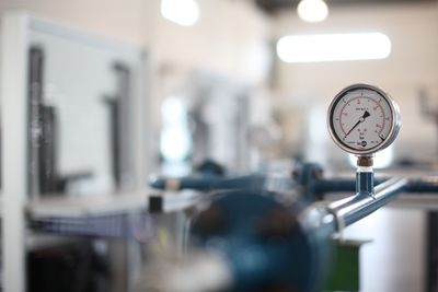 Close-up of clock in factory