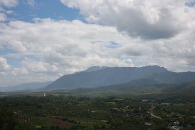 Scenic view of mountains against sky