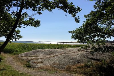 Scenic view of land against sky