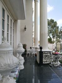 White sculpture on building