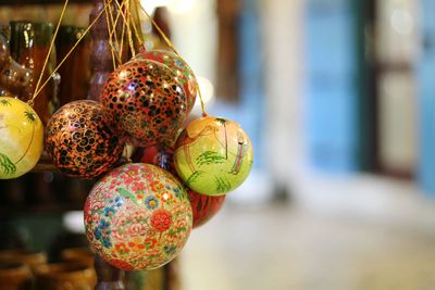 Close-up of colorful hanging lights