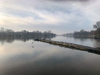 Scenic view of lake against sky