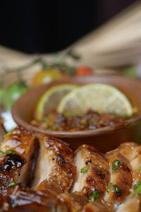 Close-up of meal at table