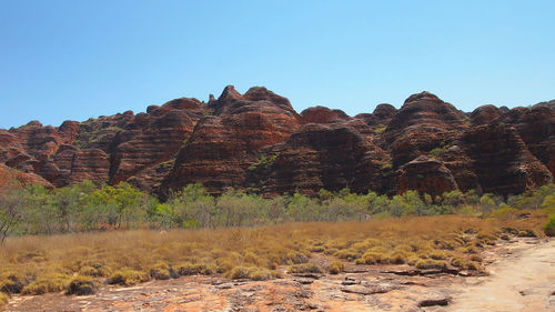 Scenic view of mountain against clear sky