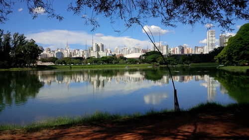 Reflection of buildings in water