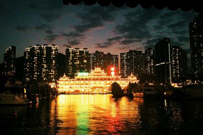 Illuminated city at night