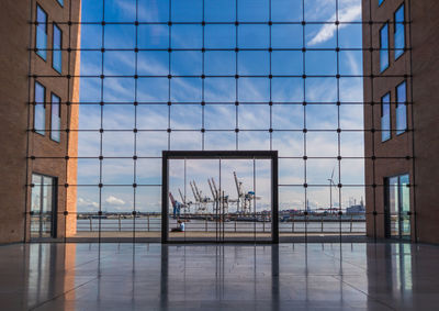 Reflection of sky on glass window