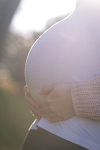 Close-up of woman holding hands