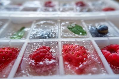 Close-up of strawberries in container