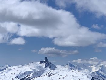 Scenic view of snowcapped mountains against sky at whistler blackcomb mountain 