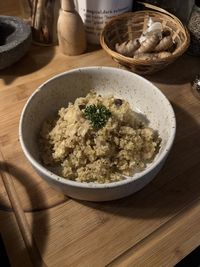 High angle view of food on table