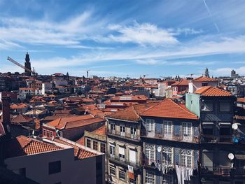 High angle view of townscape against sky
