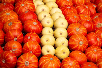 Full frame shot of pumpkins for sale at market stall