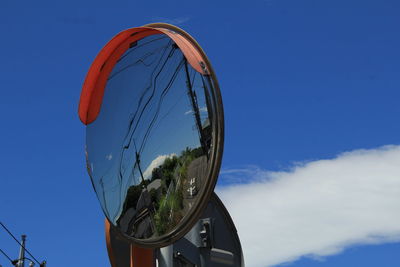 Low angle view of bicycle against sky