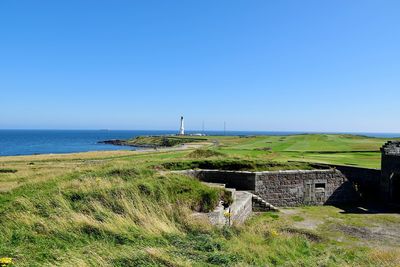 Scenic view of sea against clear sky