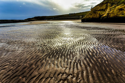 Ripples in the wet sand at brown's bay, cullercoats, england