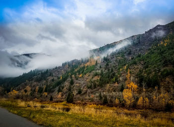 Scenic view of mountains against sky