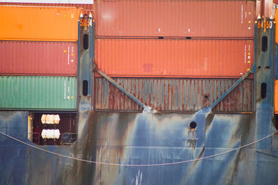 Full frame shot of container ship