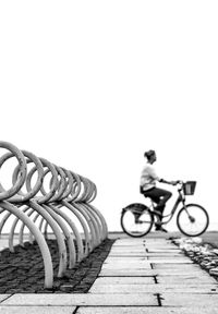 Woman walking on road