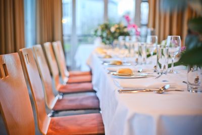 Close-up of empty dining table