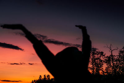 Silhouette person against sky during sunset