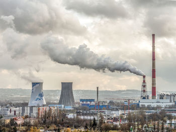 Combined heat and power plant working with full capacity, krakow, poland