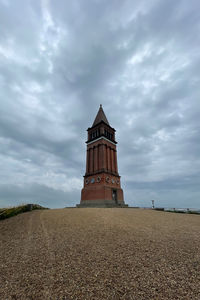 Low angle view of building against cloudy sky