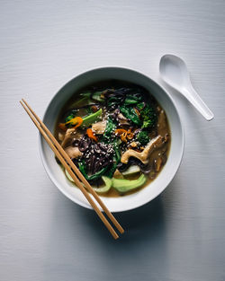 High angle view of food in bowl