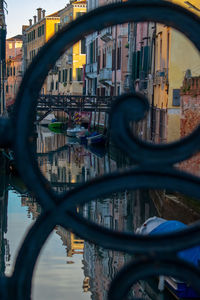 Close-up of bridge over river in city