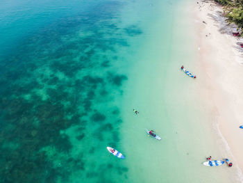 High angle view of people at beach