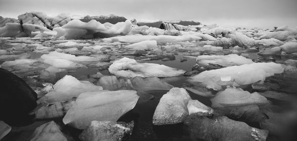 Frozen rocks in winter