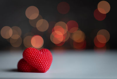 Close-up of heart shape on table