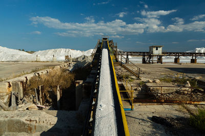 Panoramic view of railroad tracks against sky