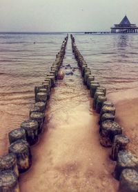 View of pier on sea