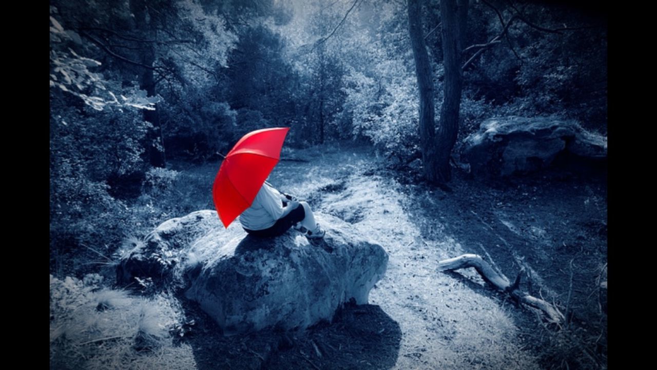 red, tranquility, nature, rock - object, snow, day, tranquil scene, beauty in nature, non-urban scene, winter, outdoors, water, no people, high angle view, scenics, cold temperature, auto post production filter, forest, landscape, toy