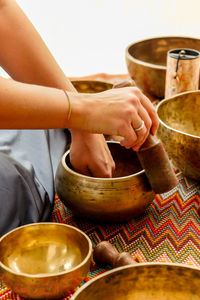 Midsection of woman preparing food